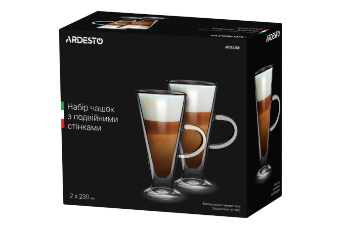 Набір чашок Ardesto з подвійними стінками AR2623GH