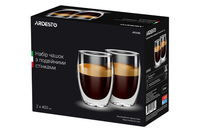 Набір чашок Ardesto з подвійними стінками AR2640G