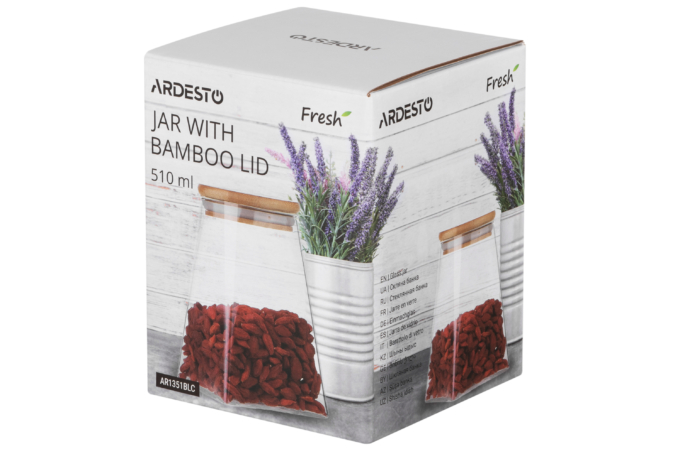Jar ARDESTO Fresh, 510 ml, cone, glass, bamboo AR1351BLC