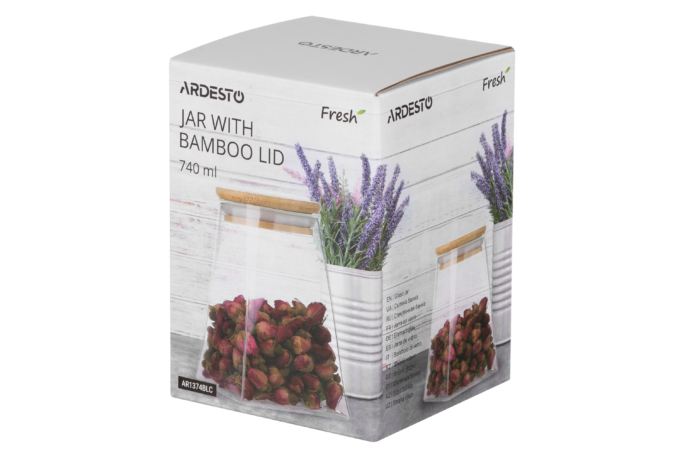 Jar ARDESTO Fresh, 740 ml, cone, glass, bamboo AR1374BLC