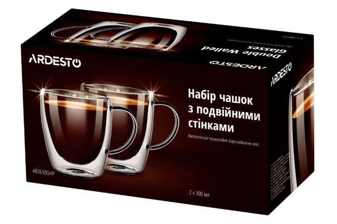 Cup set ARDESTO with double walls and handles AR2630GHP